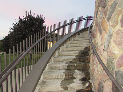 steps going upward in a spiral to the shrine of the blessed mother mary, southern ohio