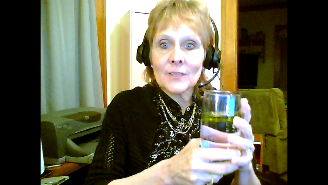 Nancy K Gurish with a glass of water in her hand